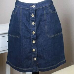 Great Northwest Indigo Jeans Skirt SZ 10-12 Dark Wash Button Front Cotton Blend